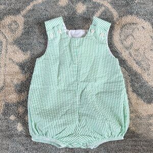 The Bailey Boys Green and White Striped Baby Romper